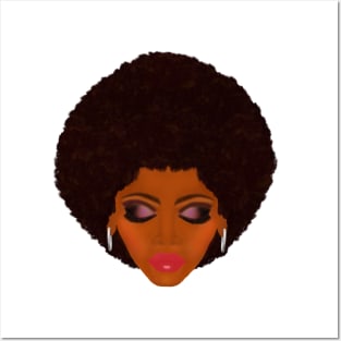 Classic Afro and Purple Smokey Eyes (White Background) Posters and Art